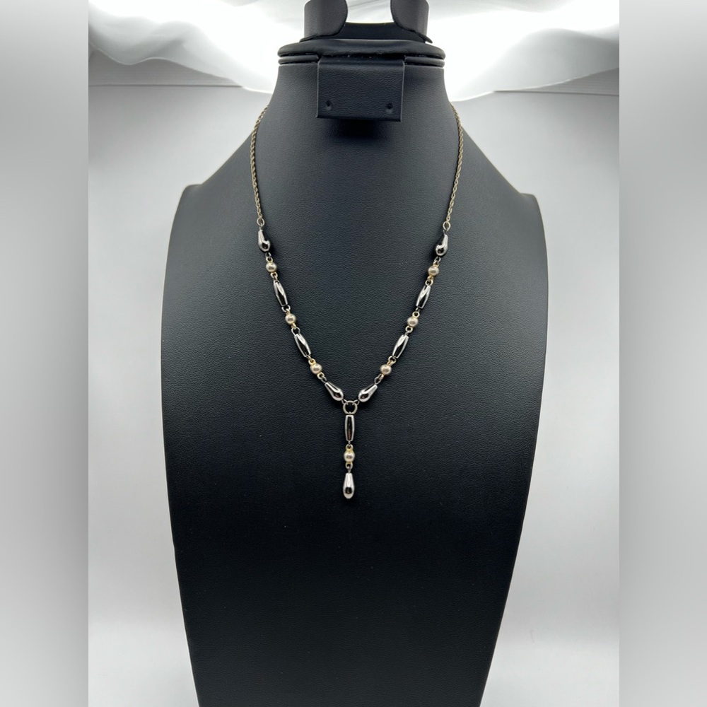 Hematite Teardrop Y Statement Necklace